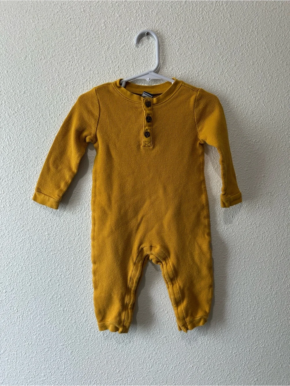 Mustard Long-Sleeve Baby One-Piece